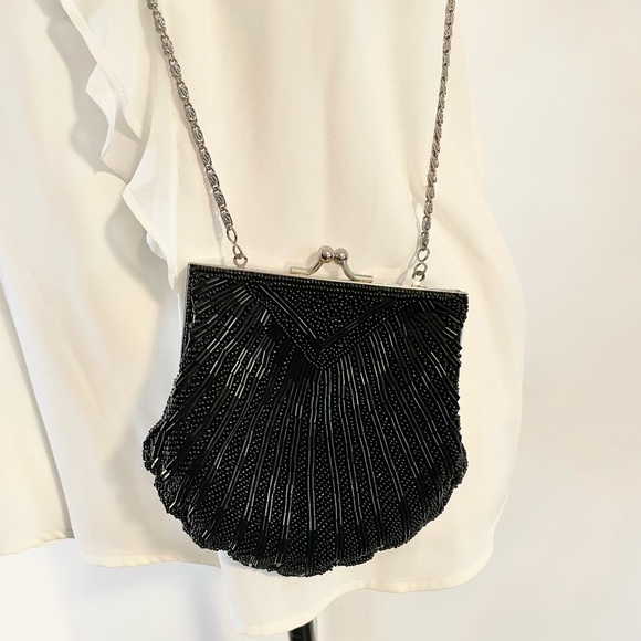 Sequin Beaded Convertible Crossbody Evening Clutch Purse - Picture 5 of 12